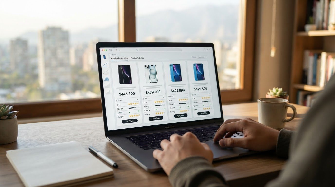 Pantalla de computador mostrando comparación de precios de productos similares