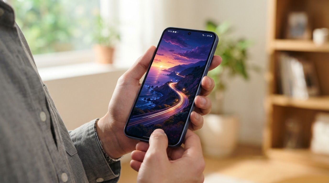 Samsung Galaxy A35 5G mostrando su pantalla Super AMOLED con colores vibrantes